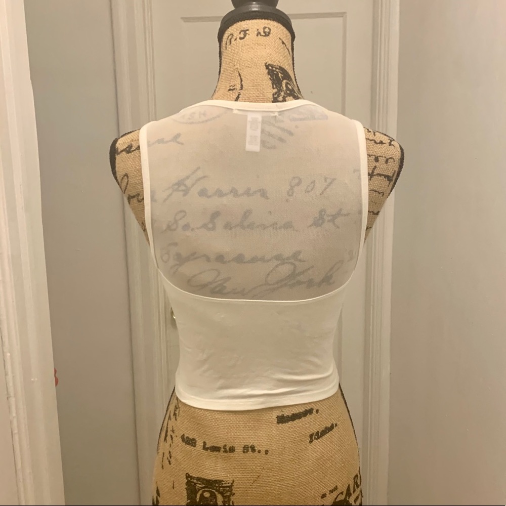 White Mesh Crop Top - Picture 2 of 4